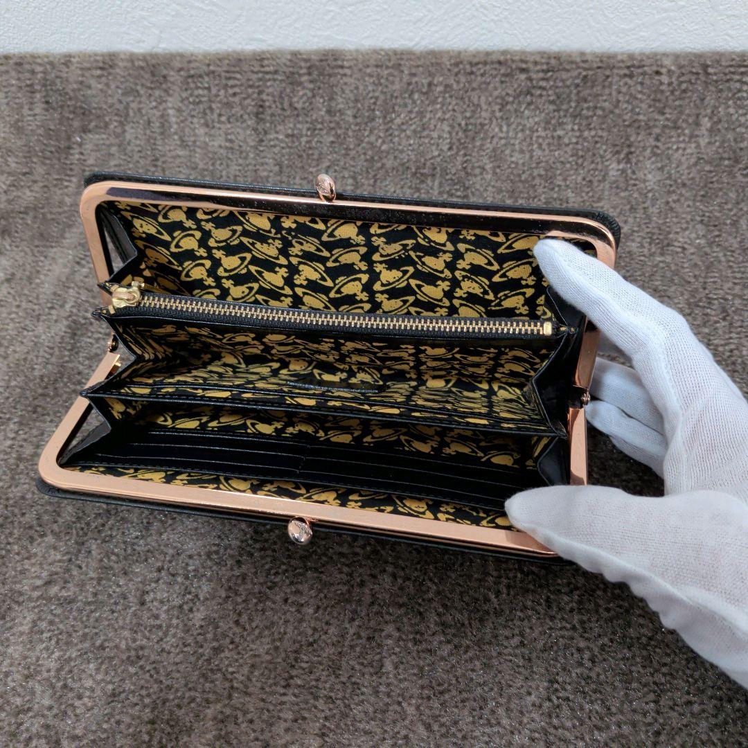 箱付美品✨️　VivienneWestwood　長財布　ブラック　オーブ　がま口