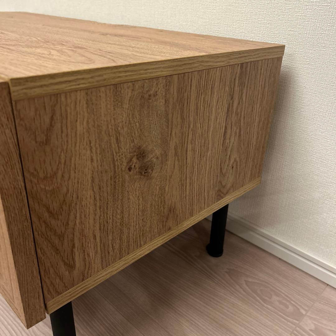 【LOWYA製】ラタン調テレビボード 幅80 コード穴付き 脚付きデザイン