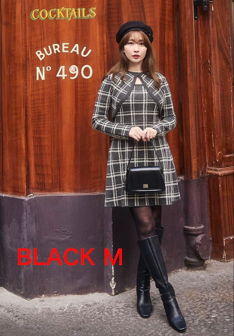 Pantheon Checked Knit Dress ブラック