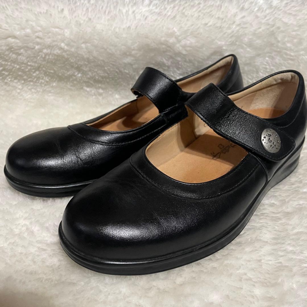 【極美品】Finn comfortフィンコンフォート 本革 黒 レザー