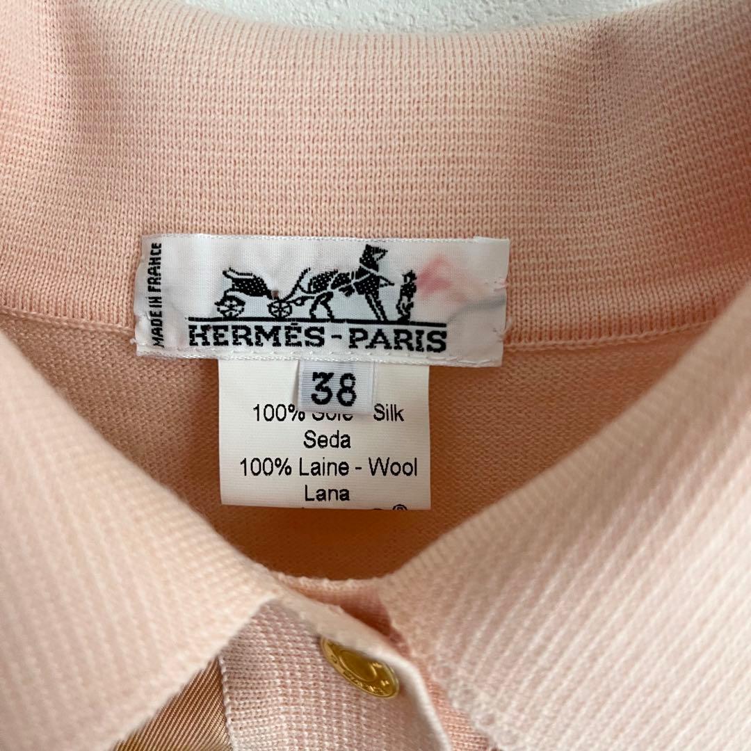 【未使用級✨】HERMES ニット　ポロシャツ　シルク100% セリエボタン