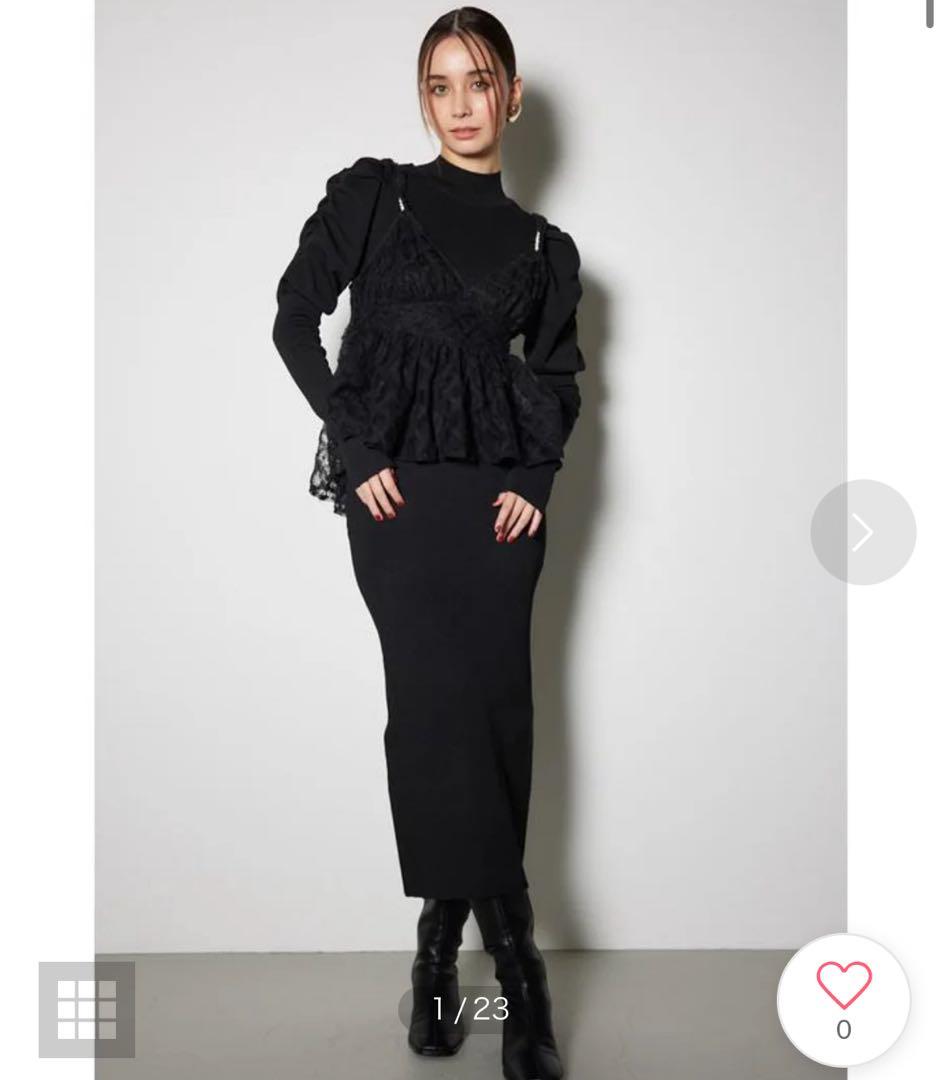 rienda（リエンダ）ビスチェセットニットワンピース （BLK）