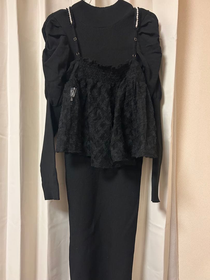 rienda（リエンダ）ビスチェセットニットワンピース （BLK）