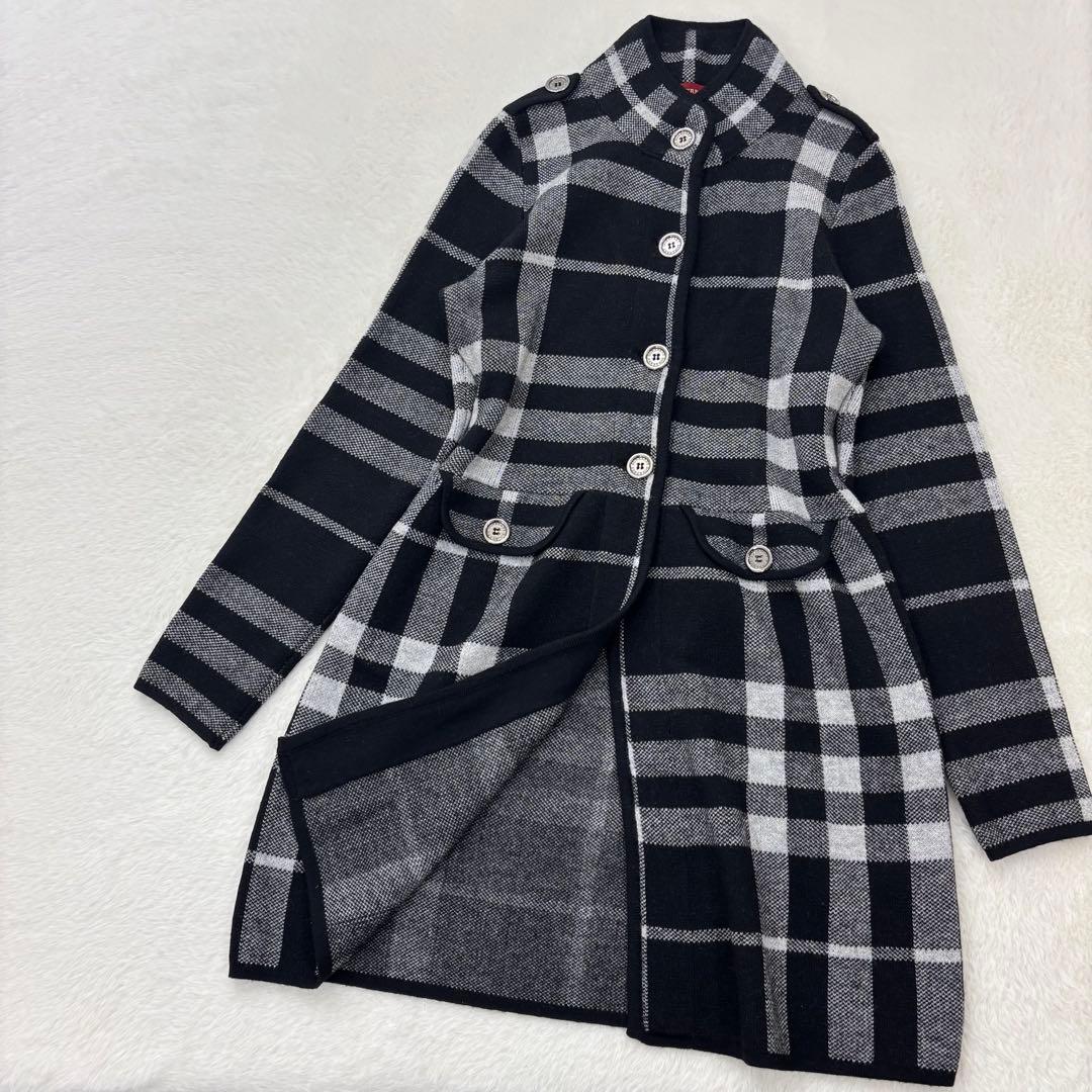 美品✨希少デザイン　バーバリーロンドン　ニットコート　カシミヤ混　メガチェック