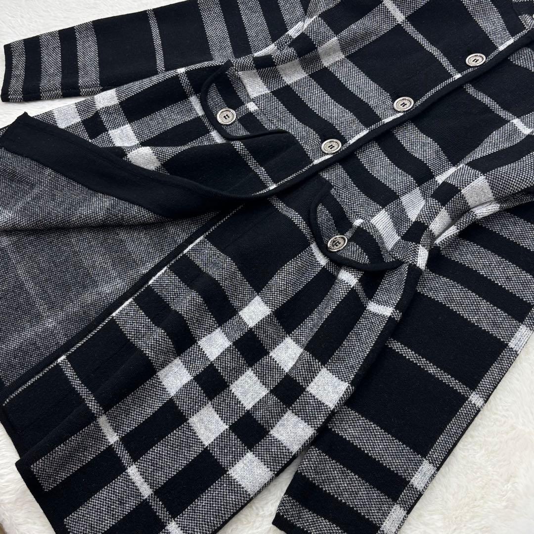 美品✨希少デザイン　バーバリーロンドン　ニットコート　カシミヤ混　メガチェック