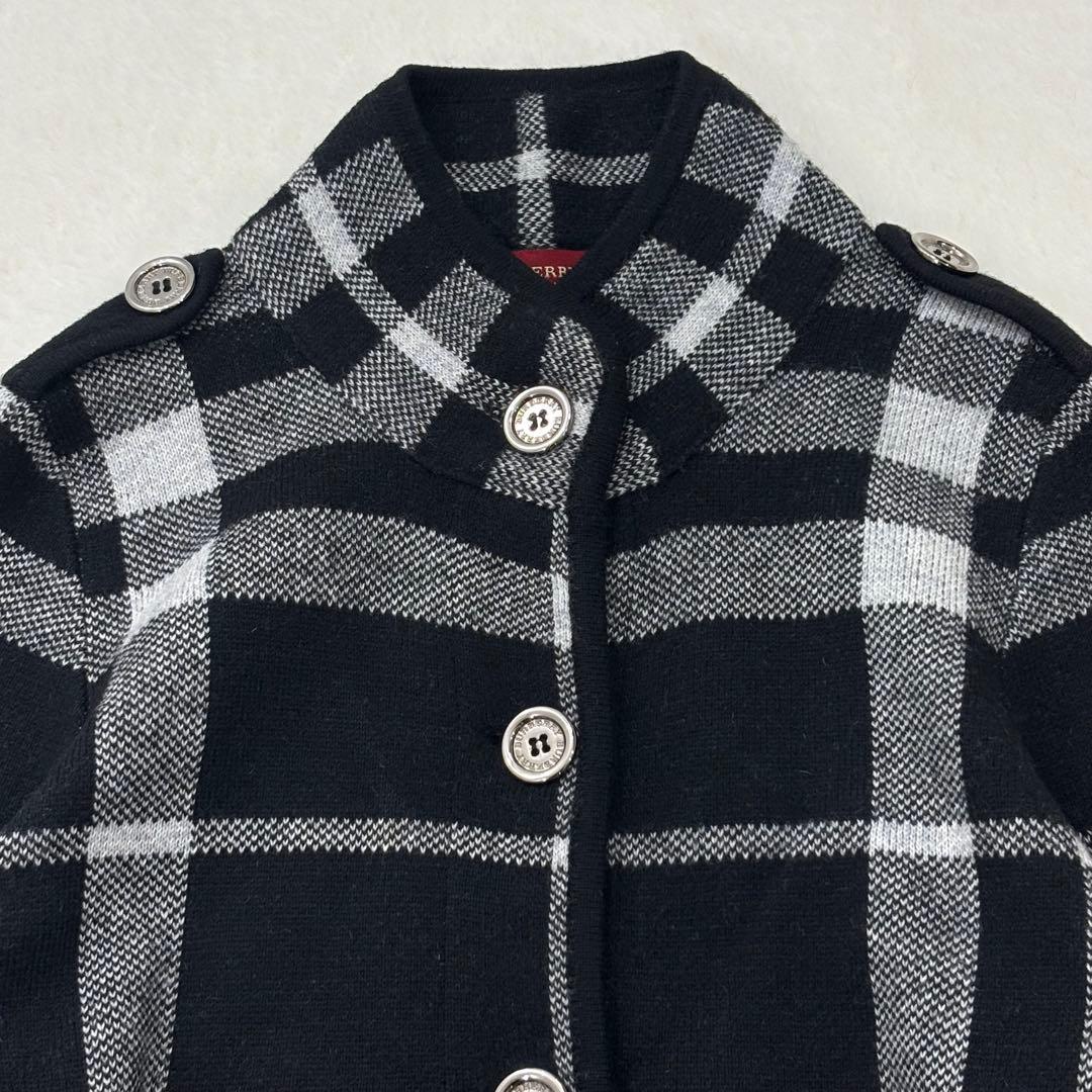 美品✨希少デザイン　バーバリーロンドン　ニットコート　カシミヤ混　メガチェック