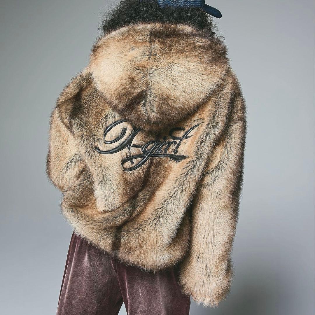 ジャケット・アウター X-girl PATCHED FAUX FUR HOODED JACKET M