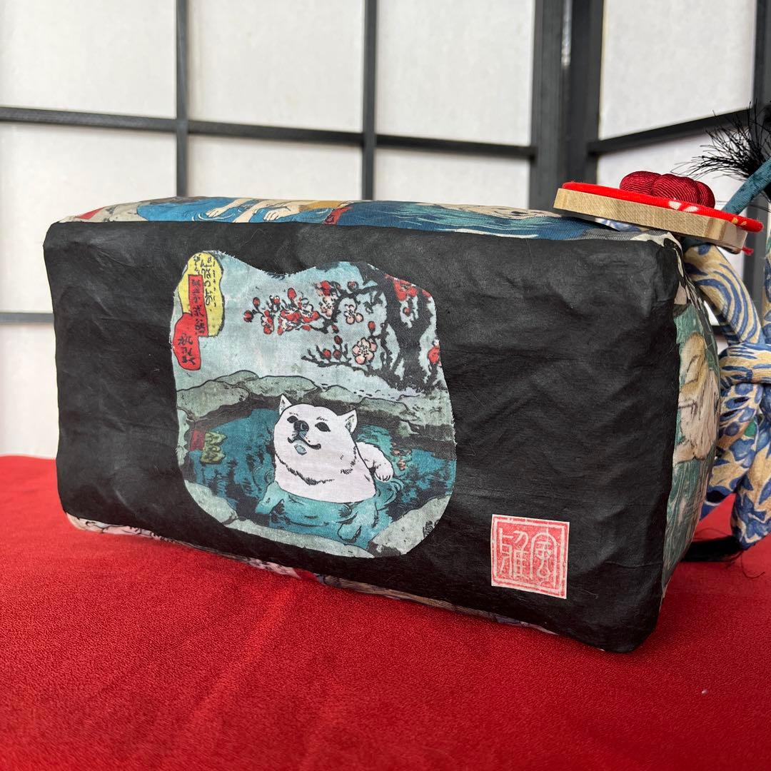 温泉犬 和犬 柴犬 富士山 一閑張り バッグ かごバッグ ハンドバッグ