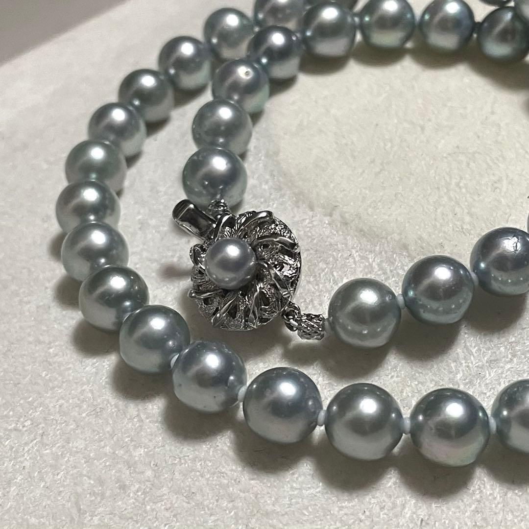 【テリ良✨超大珠】 あこや真珠 ネックレス 8.0-8.5 ブルーグレー アコヤ