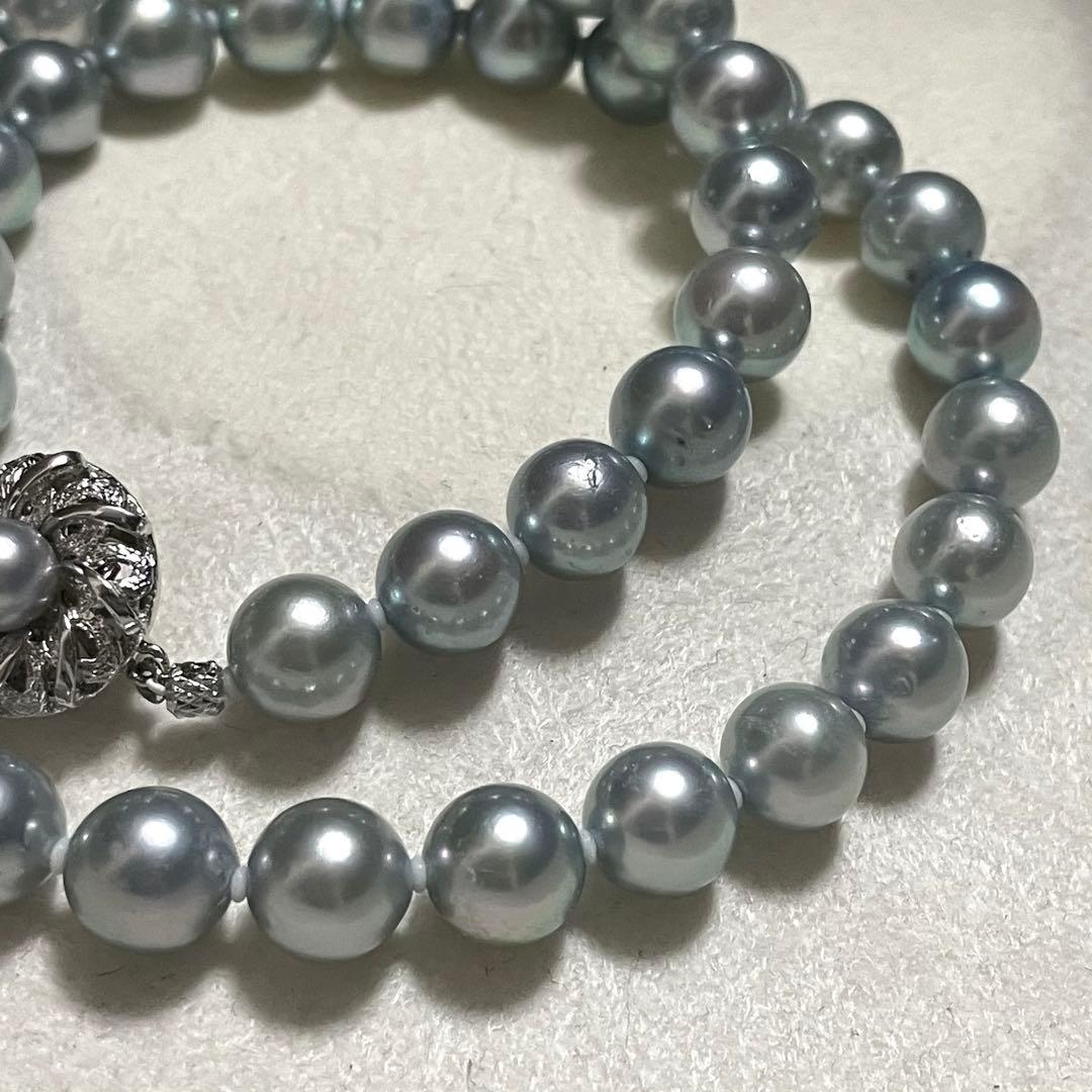 【テリ良✨超大珠】 あこや真珠 ネックレス 8.0-8.5 ブルーグレー アコヤ