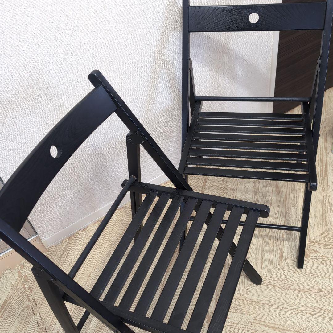 【IKEA イケア】FRÖSVI 木製 折りたたみイス ブラック×4脚