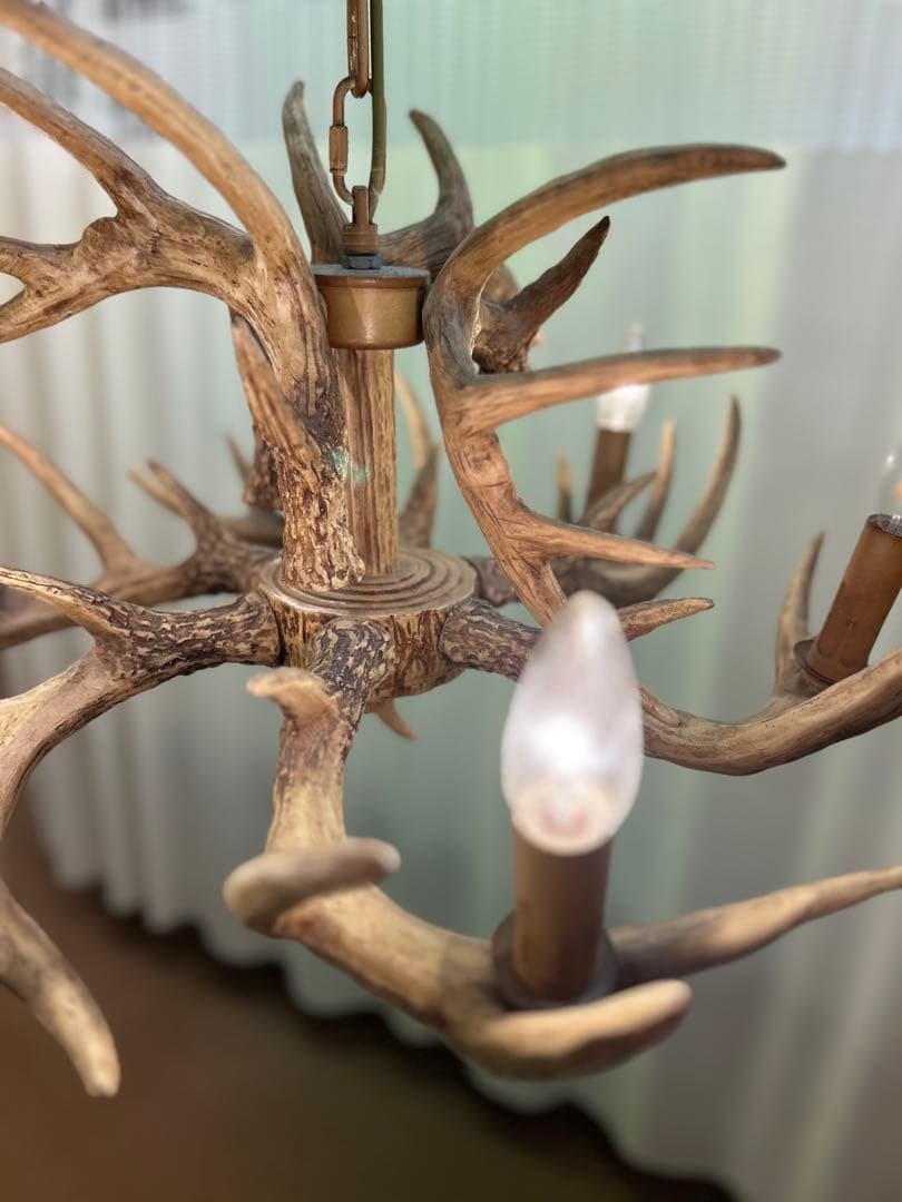 （中古）北欧 鹿の角 ライト⑨天井照明器具シーリングライト シャンデリア