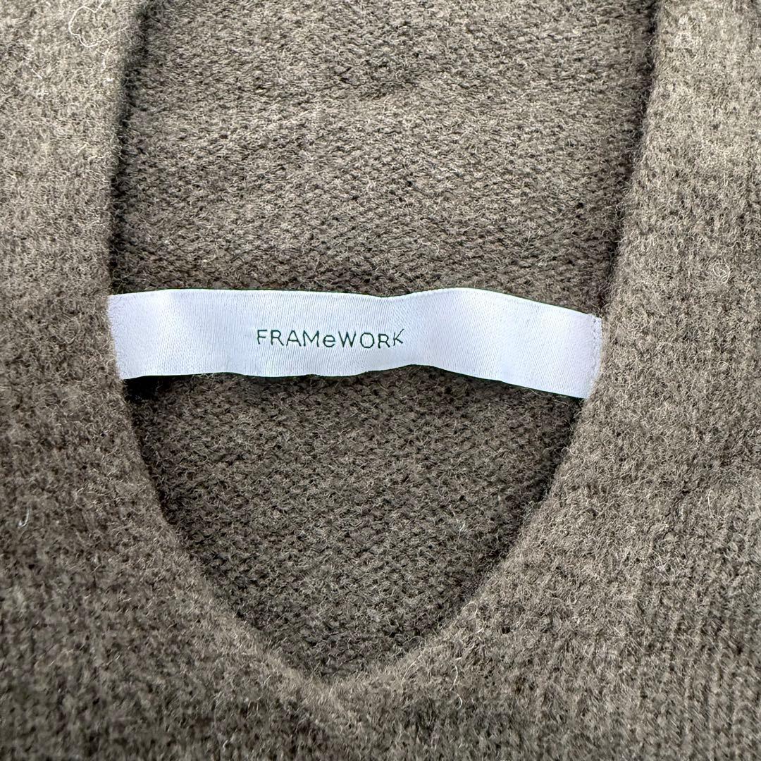 FRAMeWORK ウールカシミヤ フード パーカー ニット ダークグリーン