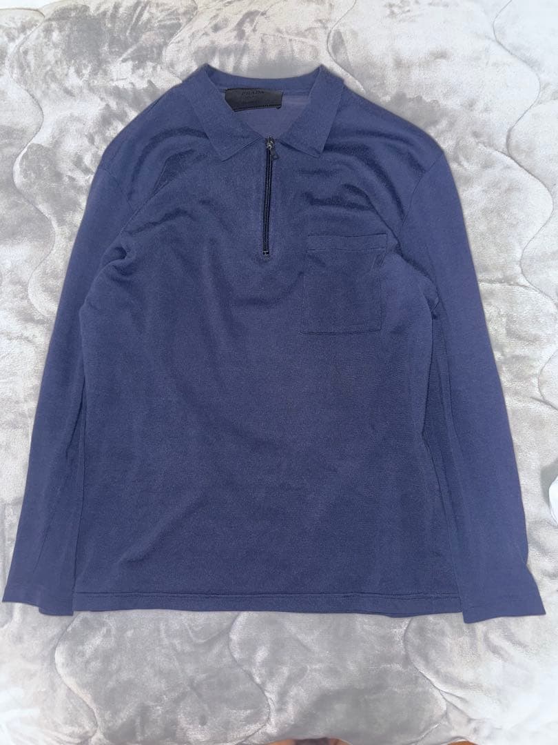 prada プラダ ポロシャツ ロンt ジップ 黒タグ コットン archive