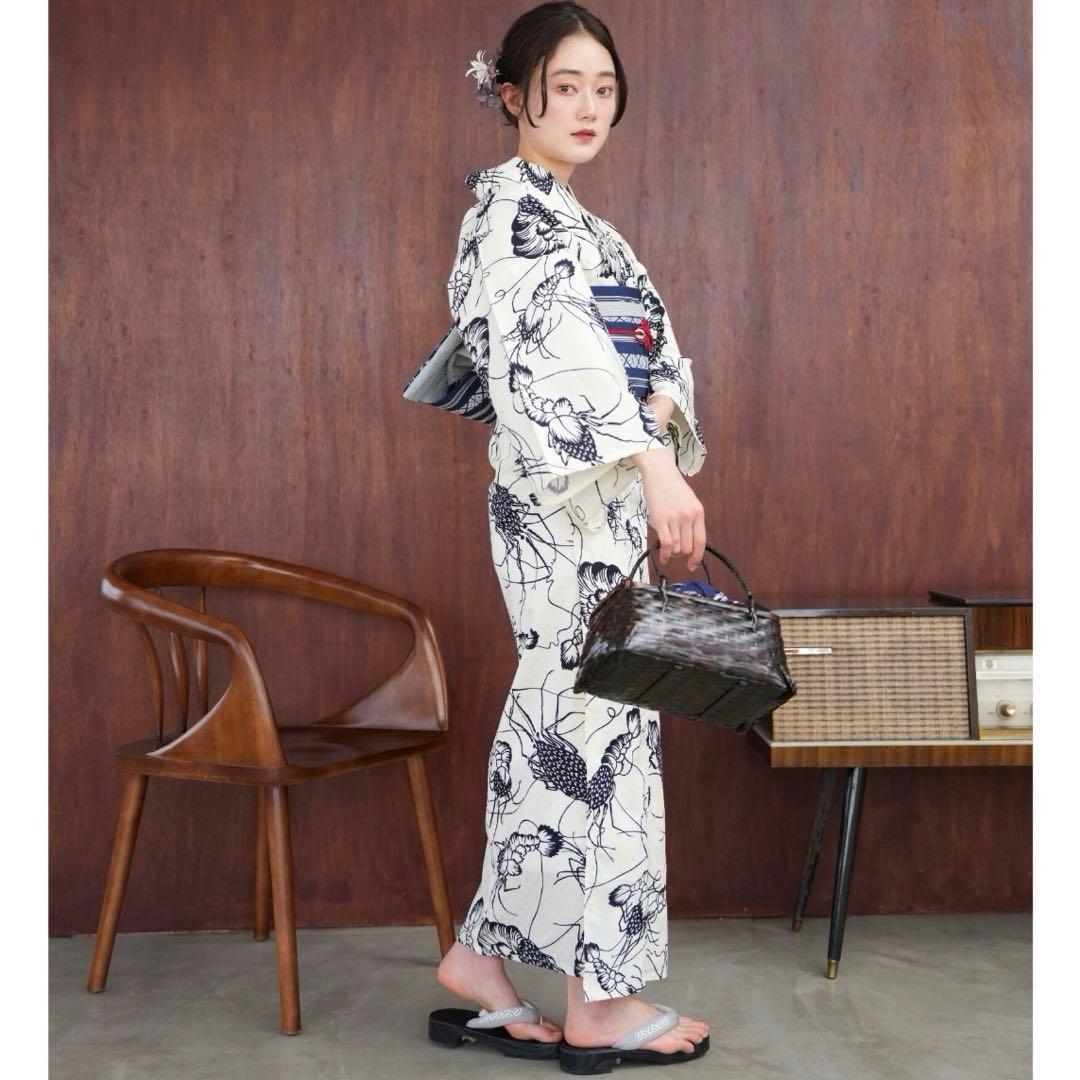 新品 utatane 浴衣3点セット 高級変わり織 国内染色 古典柄 伊勢海老