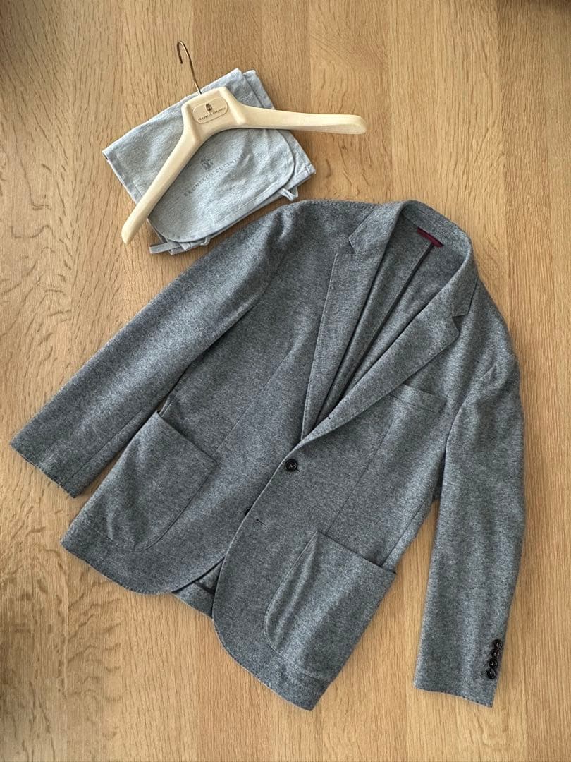 ブルネロクチネリ　カシミア100 テーラードジャケット　ミディアムグレー