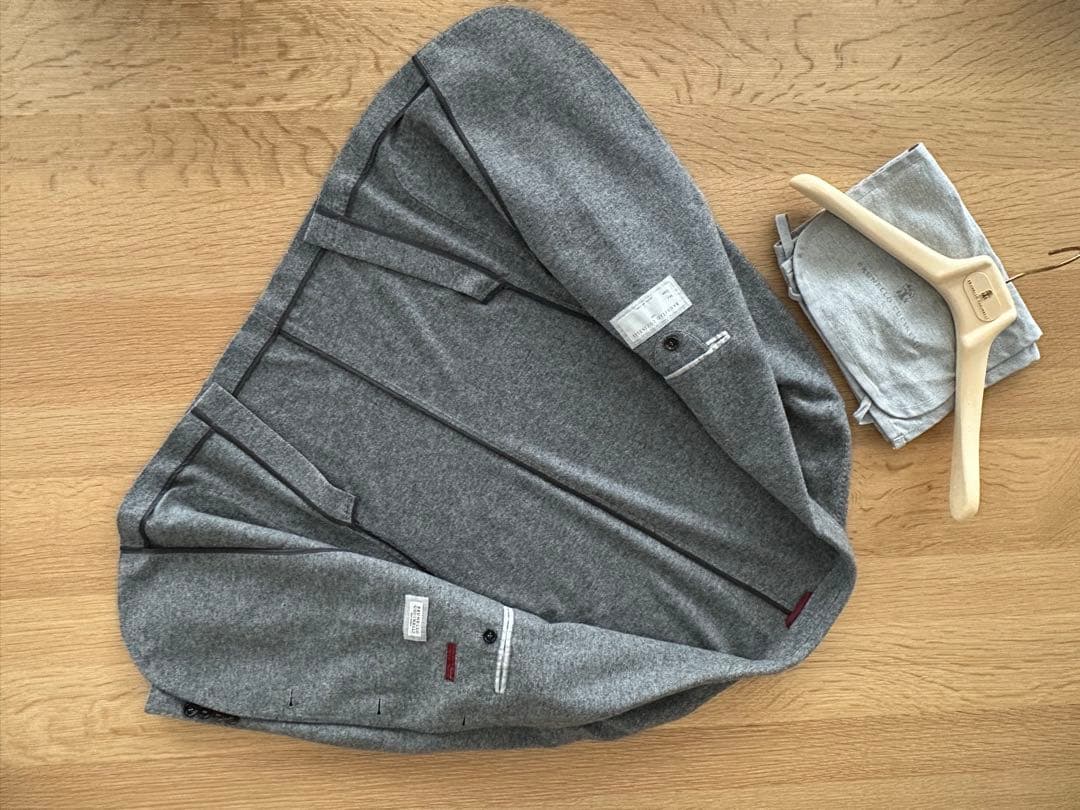 ブルネロクチネリ　カシミア100 テーラードジャケット　ミディアムグレー