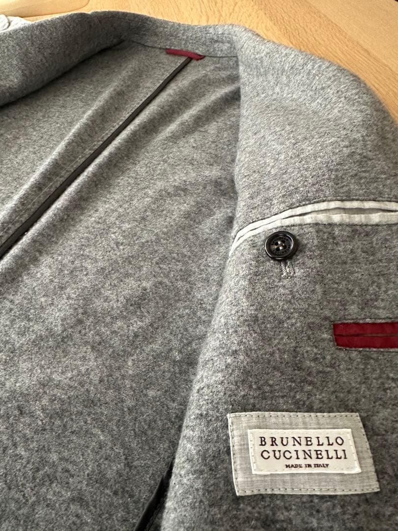 ブルネロクチネリ　カシミア100 テーラードジャケット　ミディアムグレー