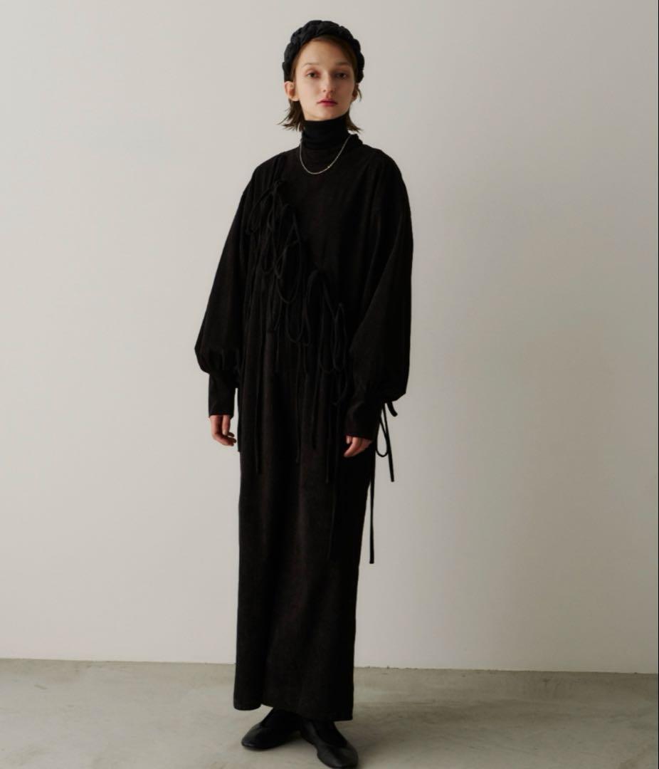 pernaコーデュロイリボンオールインワン