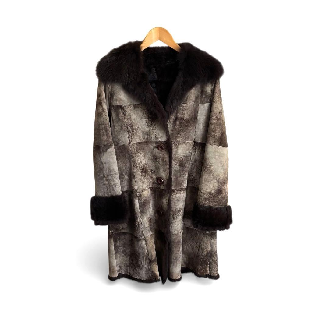 LUITEHMIS ラビットファー付コート40 防寒向き 上品カジュアル