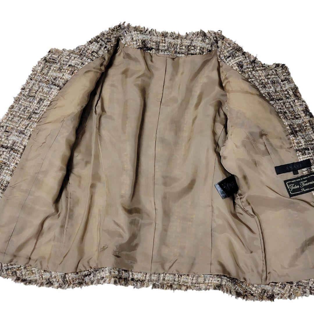 【極美品】ANAYI アナイ tournier社 金ボタン ツイードジャケット