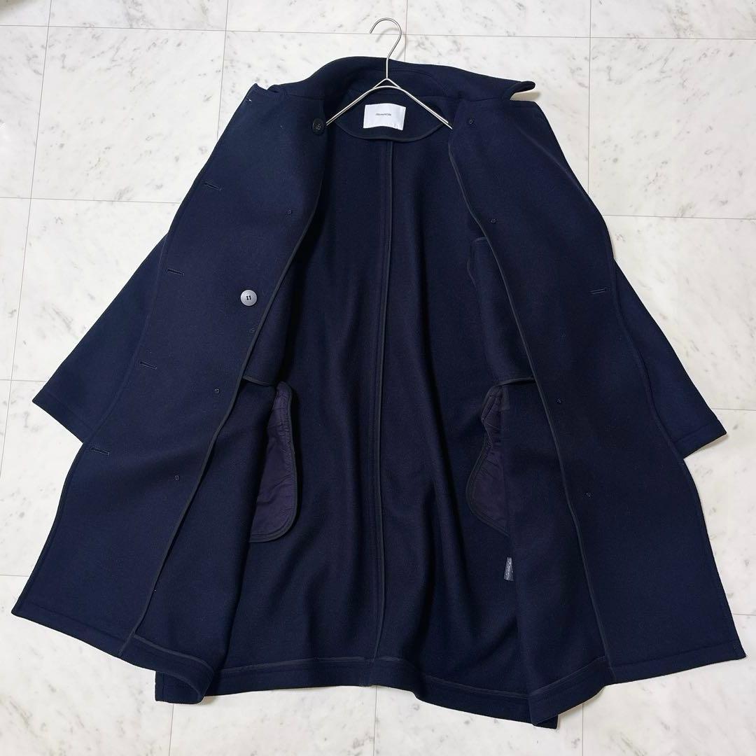 極美品 フレームワーク 23AW ロングPコート ダブルフェイス ゆったり 紺