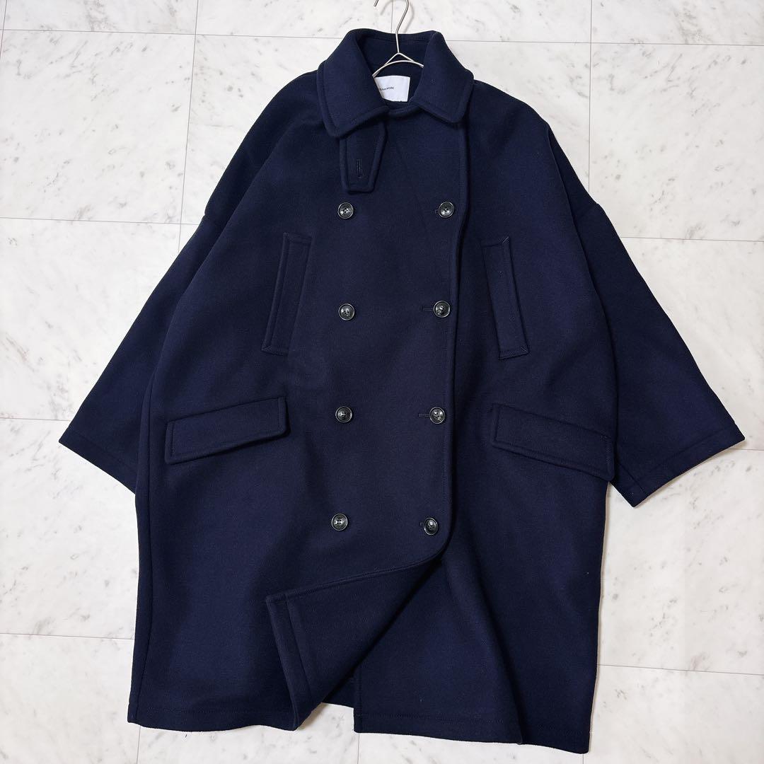 極美品 フレームワーク 23AW ロングPコート ダブルフェイス ゆったり 紺