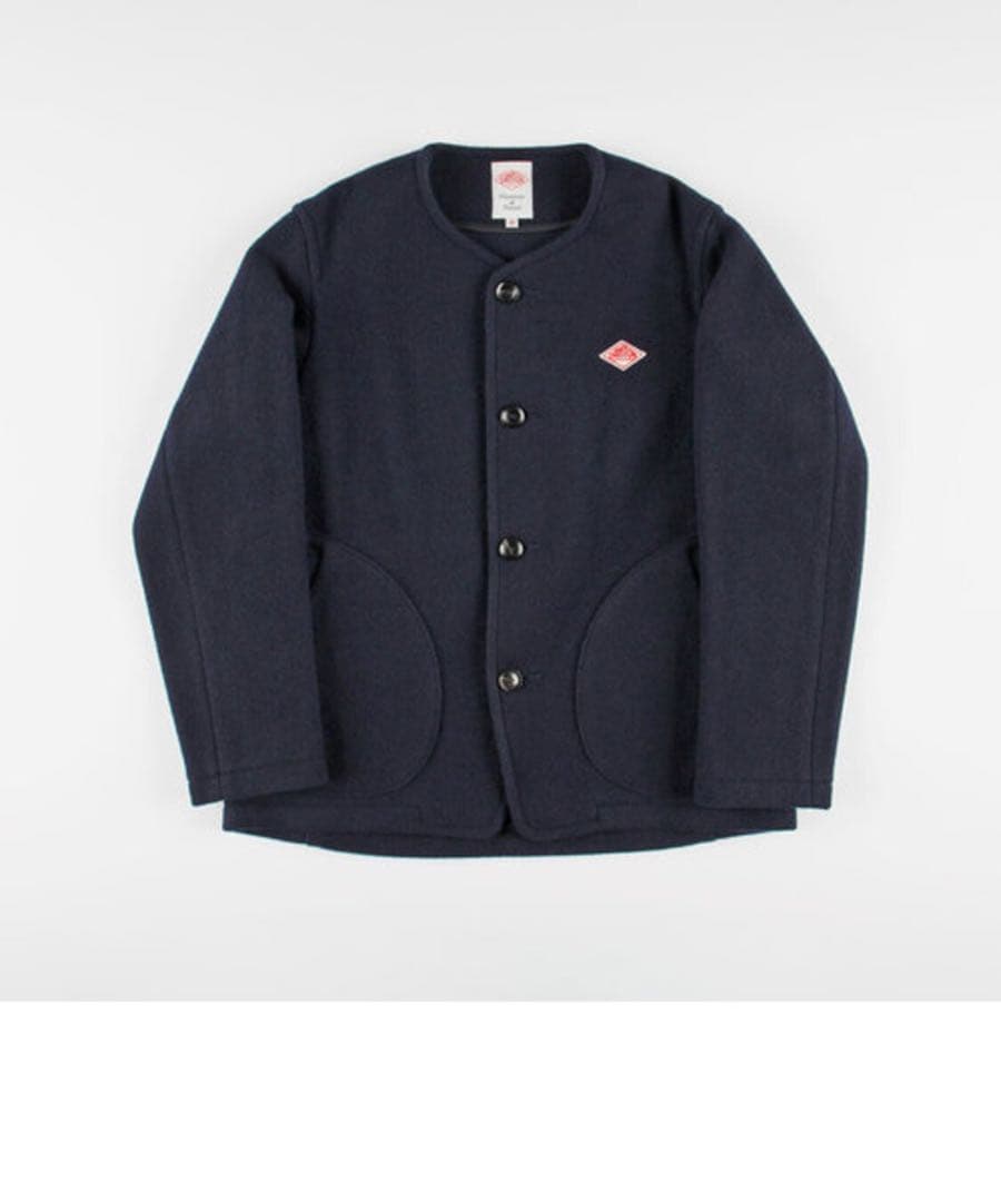 DANTON ダントン ジャケット 42 ネイビー モッサーノーカラー モッサ