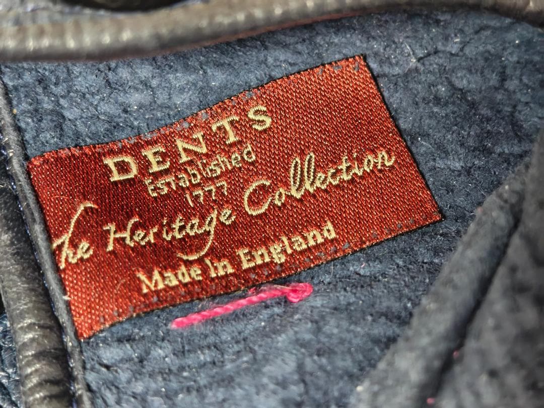 極美品 デンツ ペッカリー グローブ アンライニング 裏地無し ダークネイビー