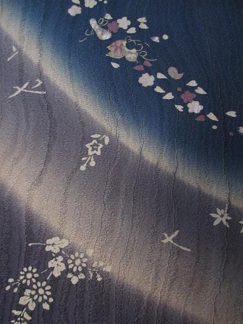 未着用に近い！美品＊お宝尽し＆花柄＊鉄紺色＊訪問着＊横幅大＊１６４ｃｍ＊裄６９