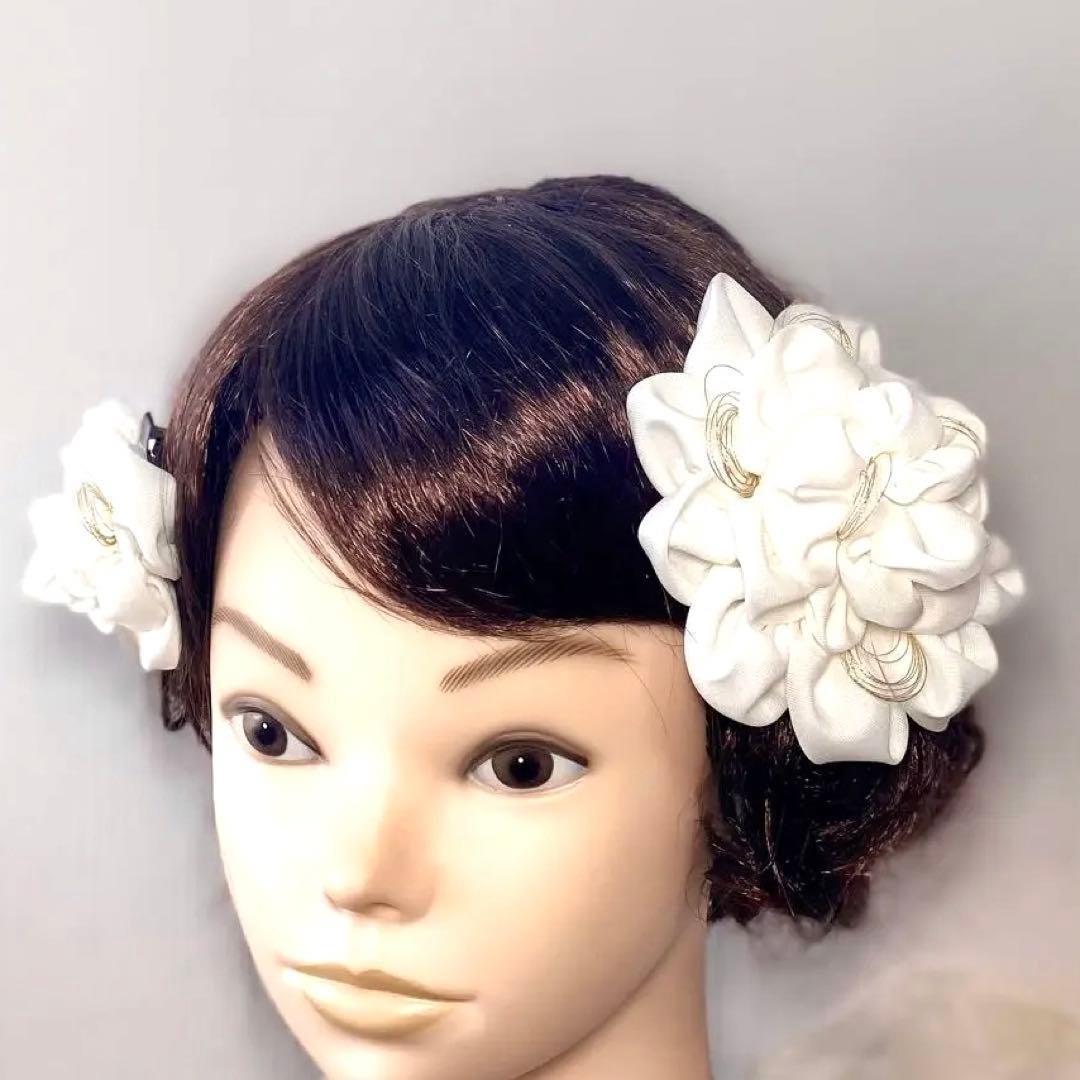 速達発送 白 ヘッドドレス ヘアアクセサリー お花 成人式 結婚式