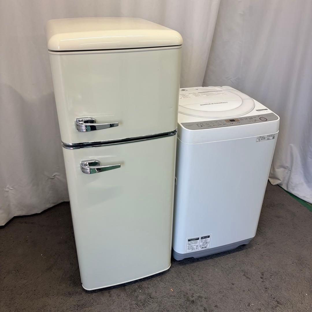 90❤️　レトロ冷蔵庫　洗濯機　7キロ　一人暮らし　シャープ　安い　中古　設置無料