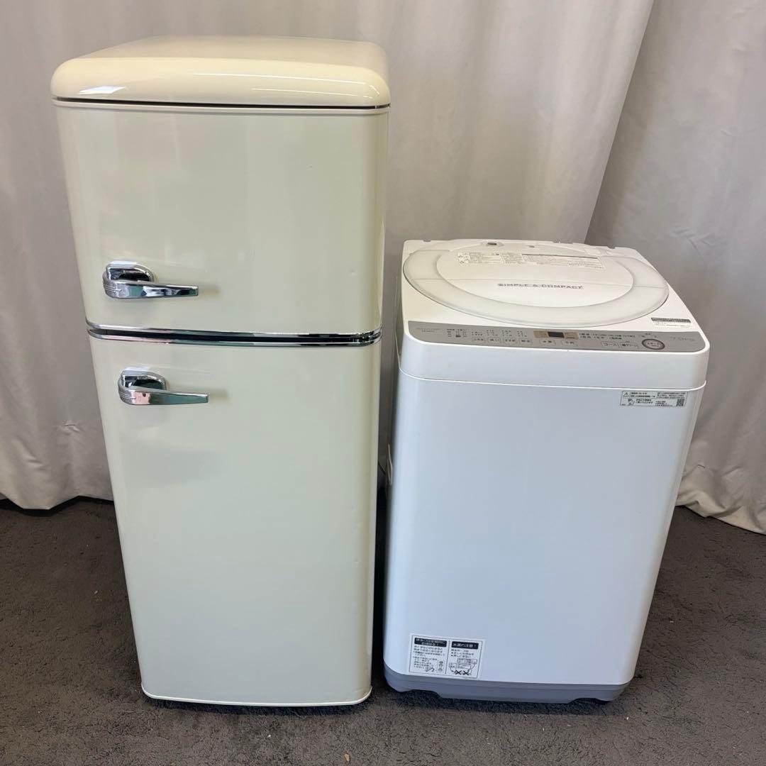 90❤️　レトロ冷蔵庫　洗濯機　7キロ　一人暮らし　シャープ　安い　中古　設置無料