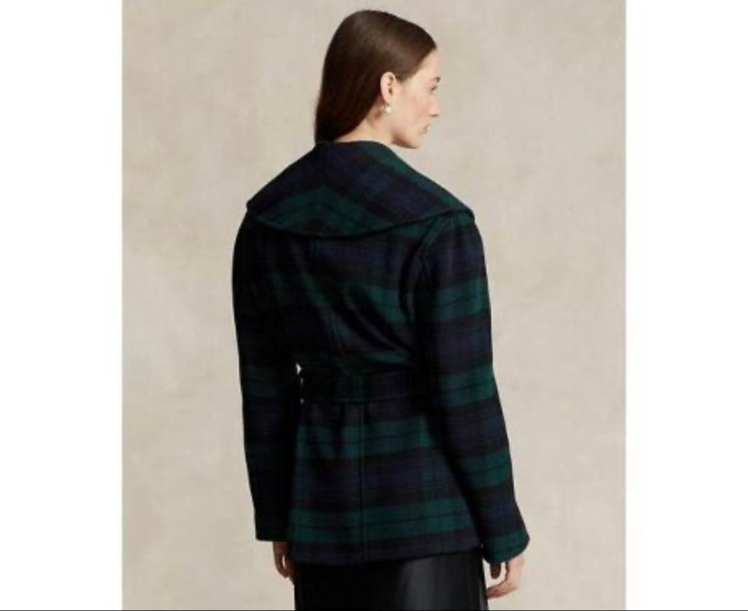 POLO RALPH LAUREN プラッド ウールブレンドツイルラップコート