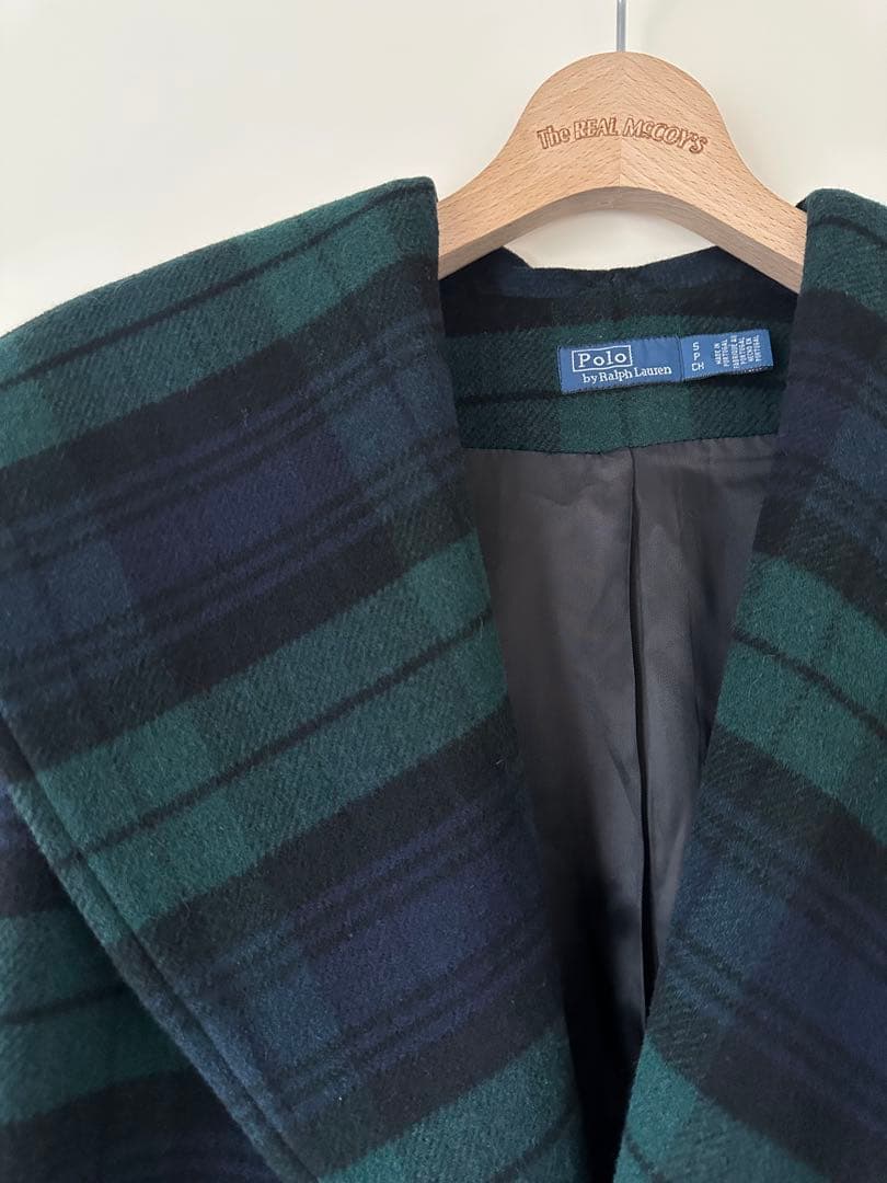 POLO RALPH LAUREN プラッド ウールブレンドツイルラップコート