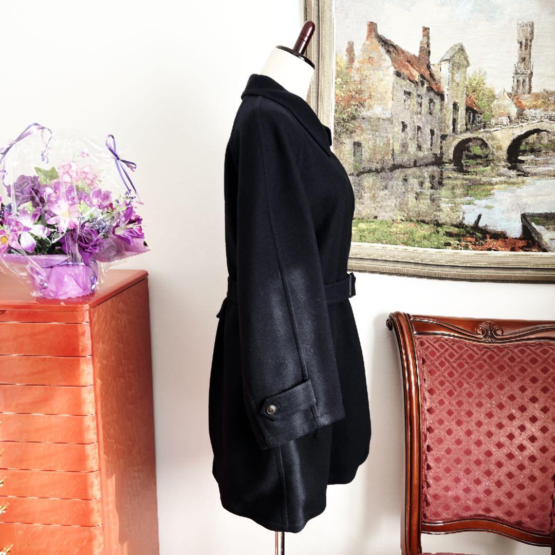 極美品　HERMESエルメス　ネイビー　ベルト　カシミヤ　ダブルフェイス　コート