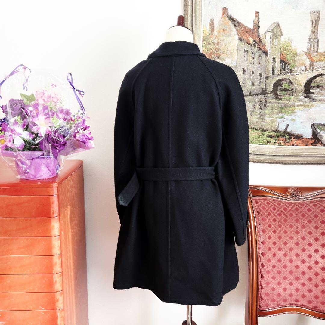 極美品　HERMESエルメス　ネイビー　ベルト　カシミヤ　ダブルフェイス　コート