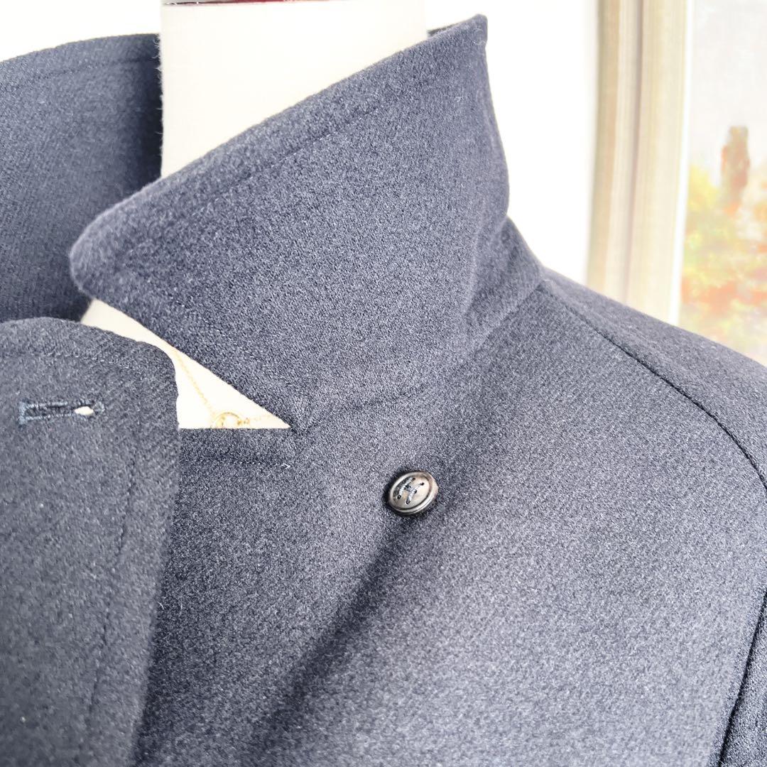 極美品　HERMESエルメス　ネイビー　ベルト　カシミヤ　ダブルフェイス　コート