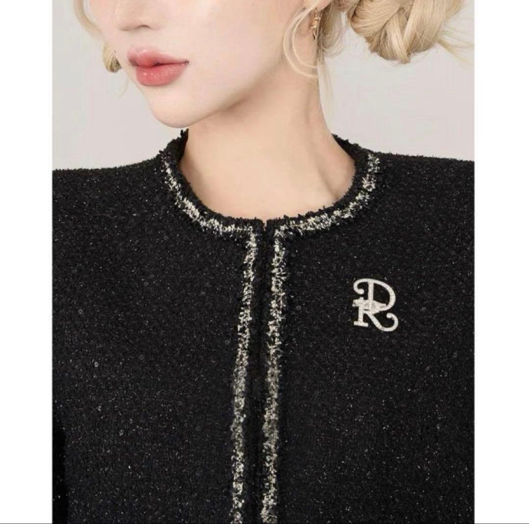 Darichダーリッチ スパンコールツイードジャケット ブラック