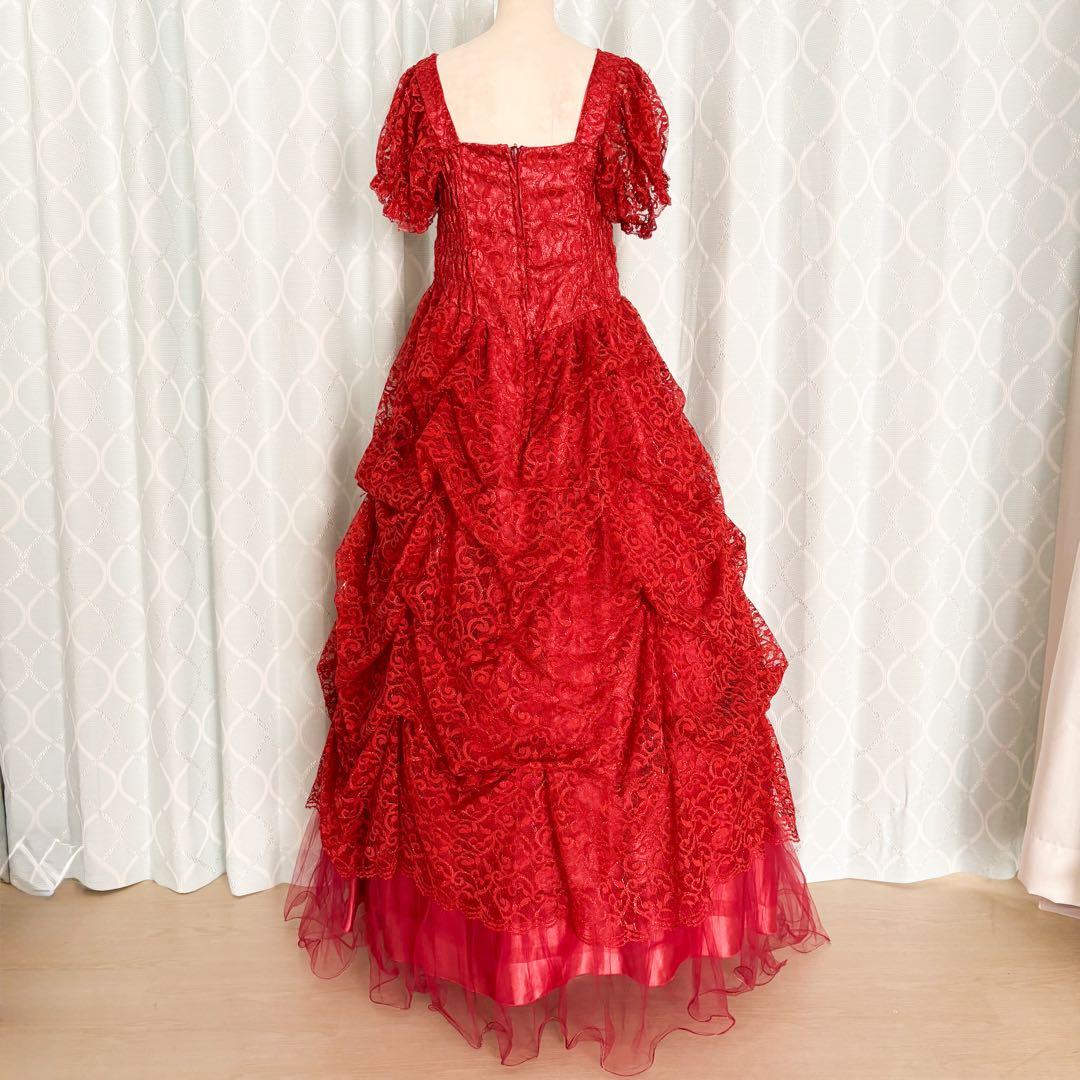 【大きいサイズ】カラオケ衣装 ステージドレス レース仕立てのワインカラードレス