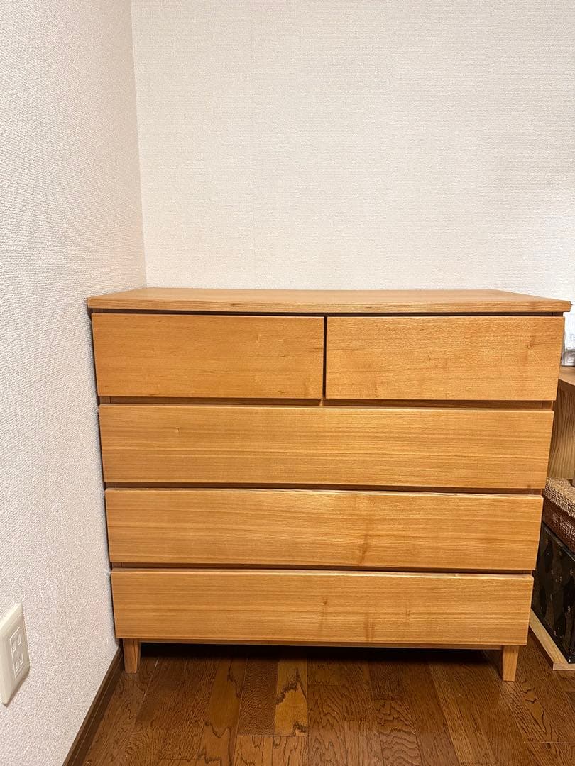 【廃番】【希少】無印良品 タモ材 チェスト 4段ワイド タンス