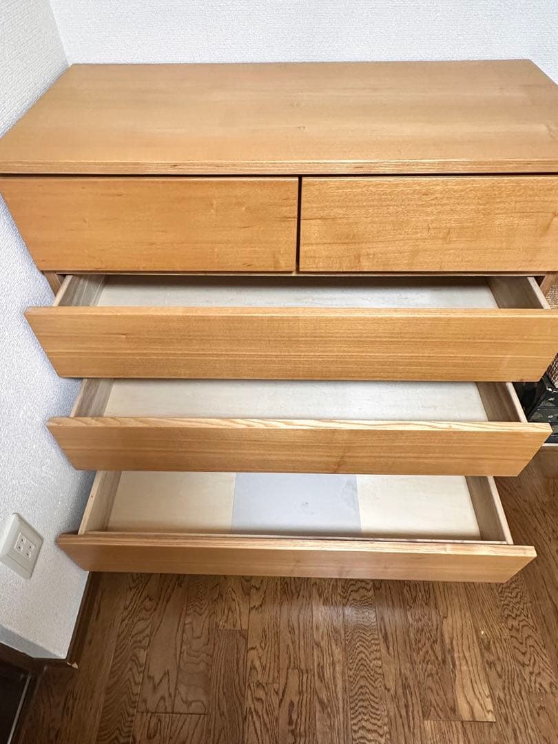 【廃番】【希少】無印良品 タモ材 チェスト 4段ワイド タンス