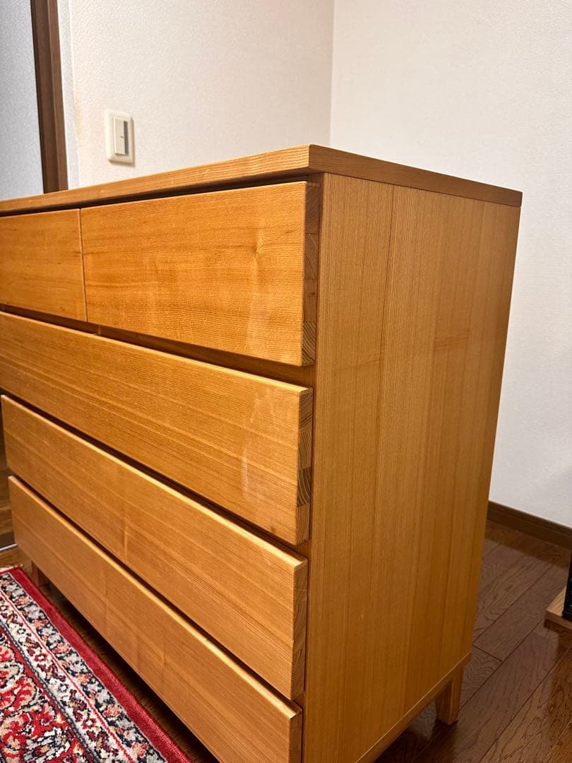 【廃番】【希少】無印良品 タモ材 チェスト 4段ワイド タンス