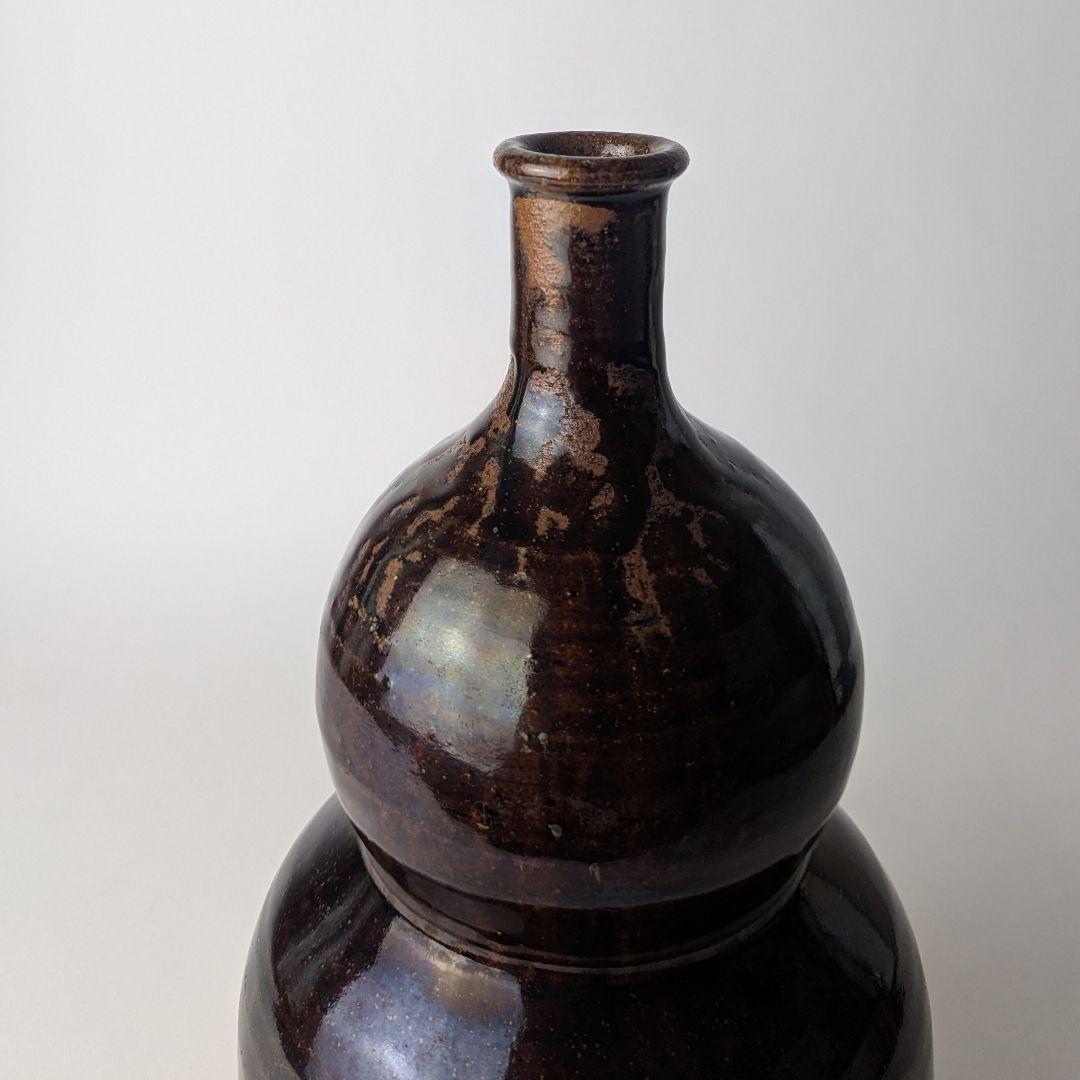 正*様 古瀬戸 飴釉 瓢形徳利 共箱 酒器 花生 花入 花器 骨董 古美術 アン