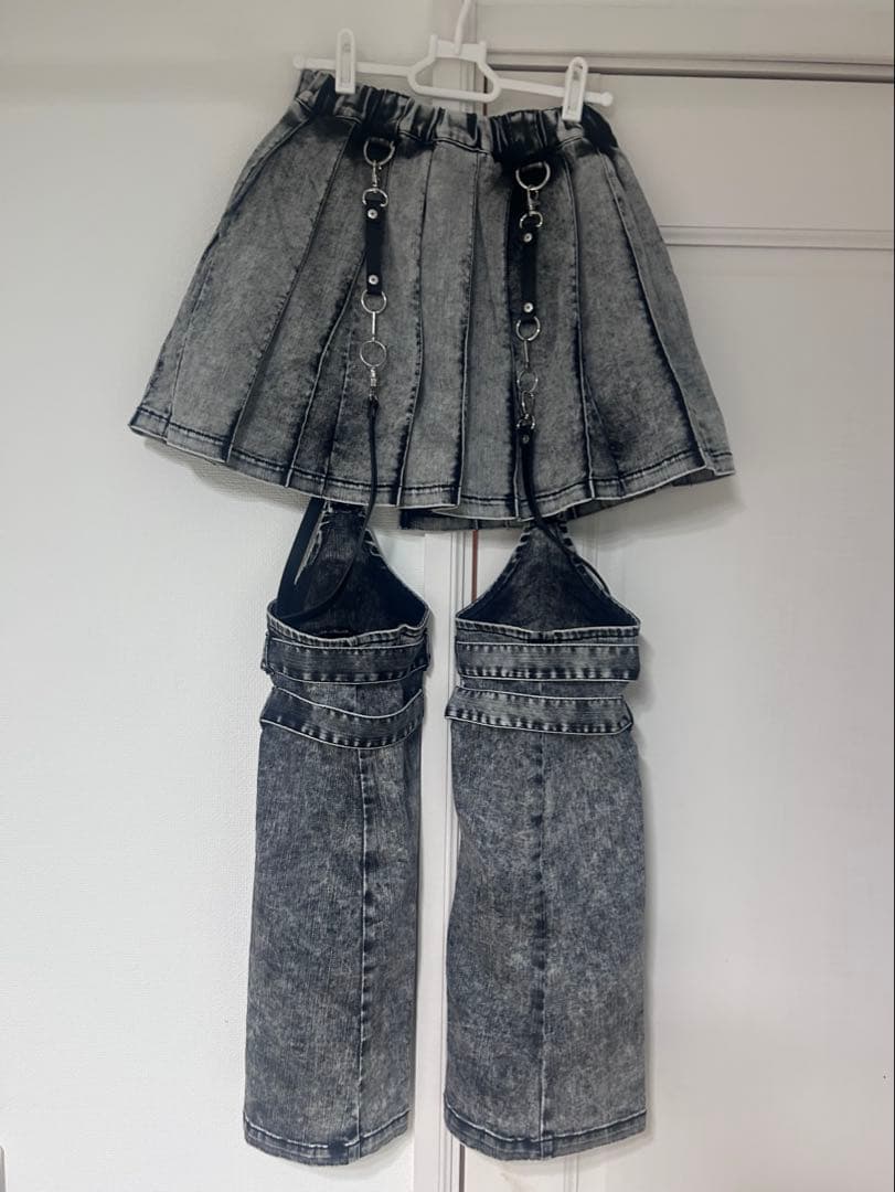 REFLEM レフレム レッグカバー付きレイヤードデニムショーパン グレー