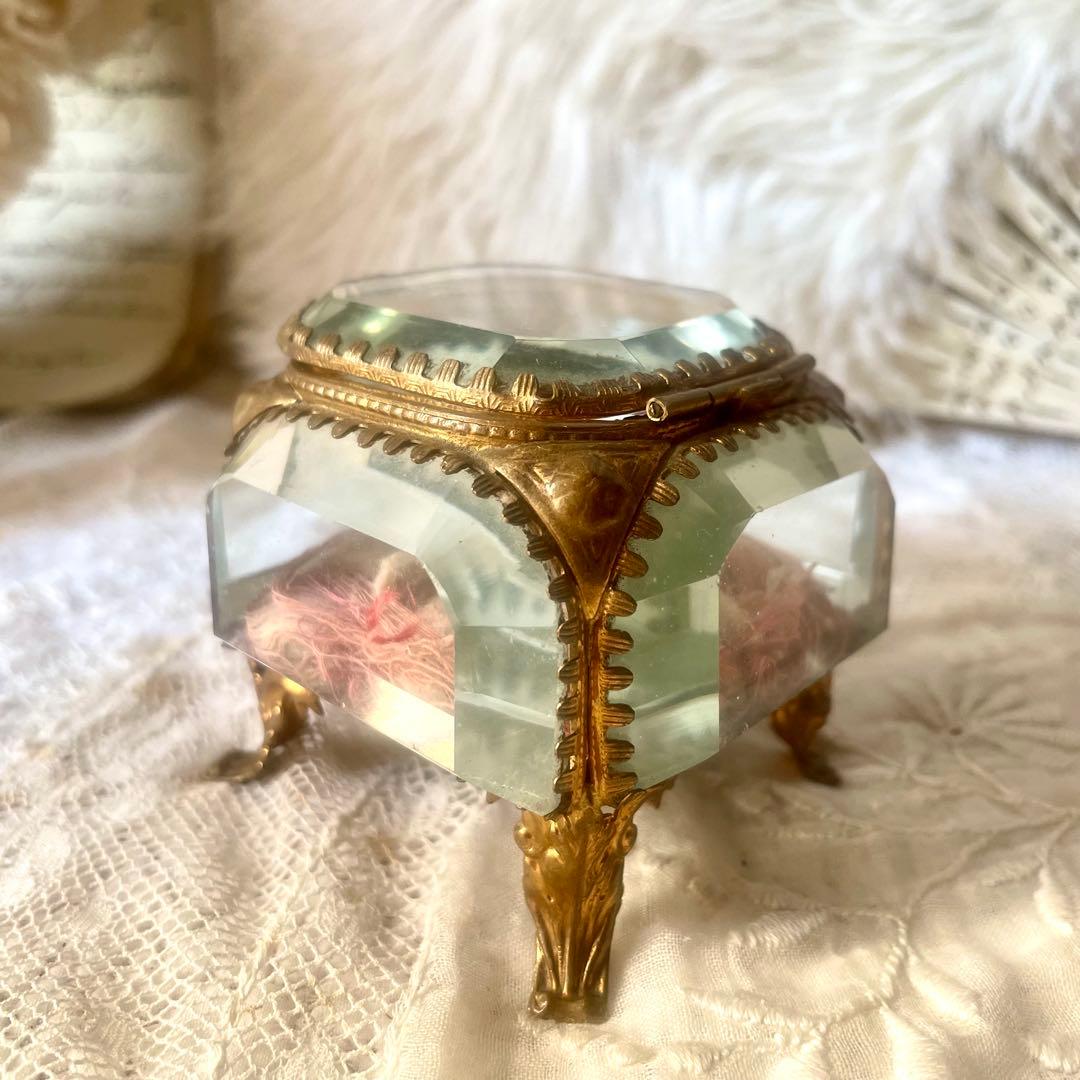 ベベルガラスジュエリーボックスS アクセサリーケース　フランスアンティーク