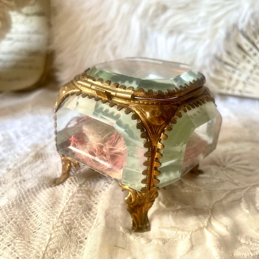 ベベルガラスジュエリーボックスS アクセサリーケース　フランスアンティーク