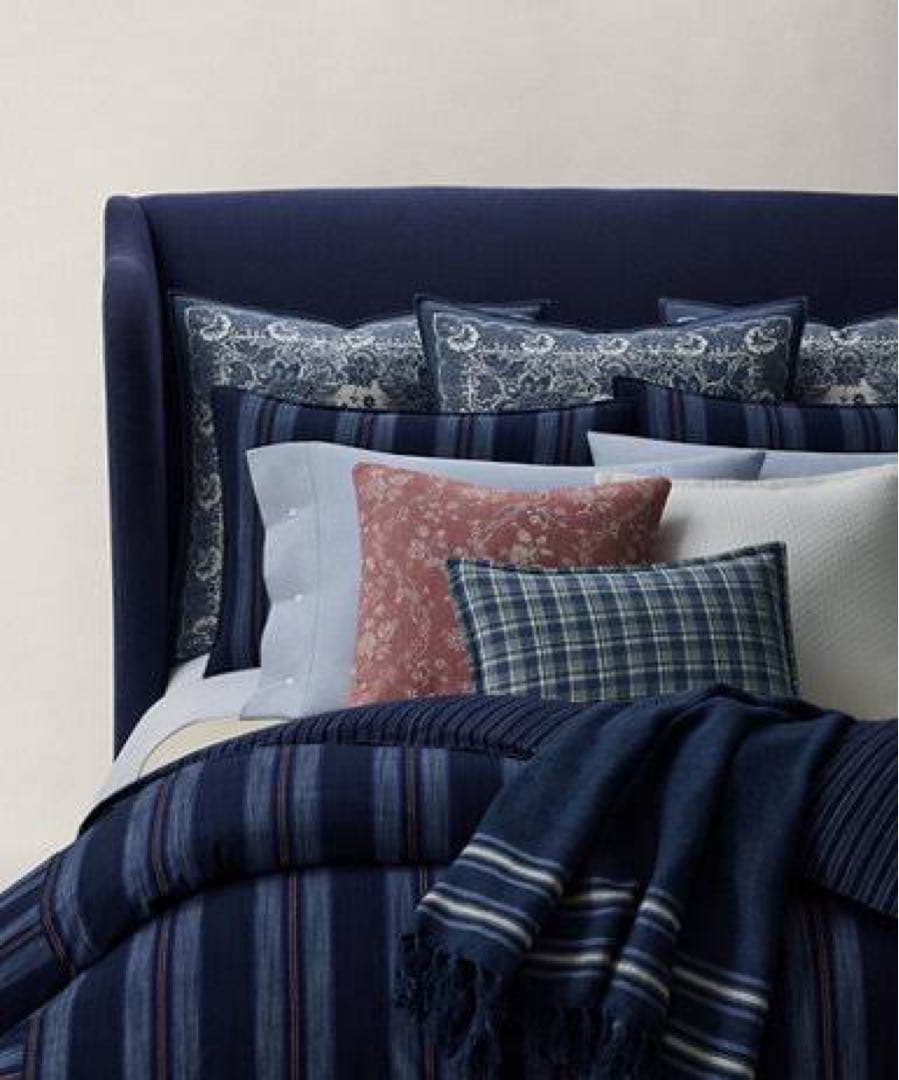 未使用ラルフローレン　シングルコンフォーターカバー&ピロケース2枚　キナリ地花柄