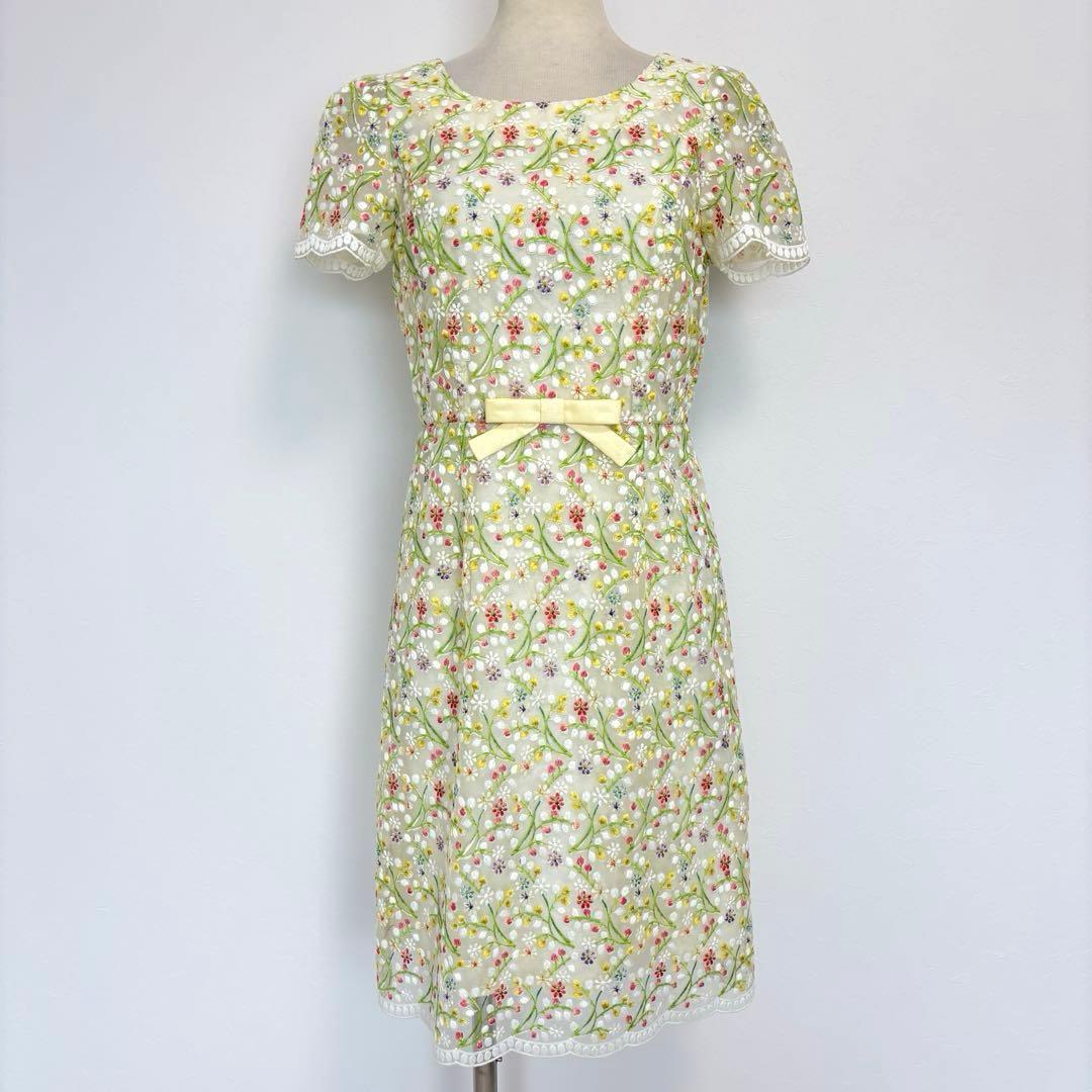 るーす【美品】エムズグレイシー 花柄 ワンピース 刺繍 レース ウエスト