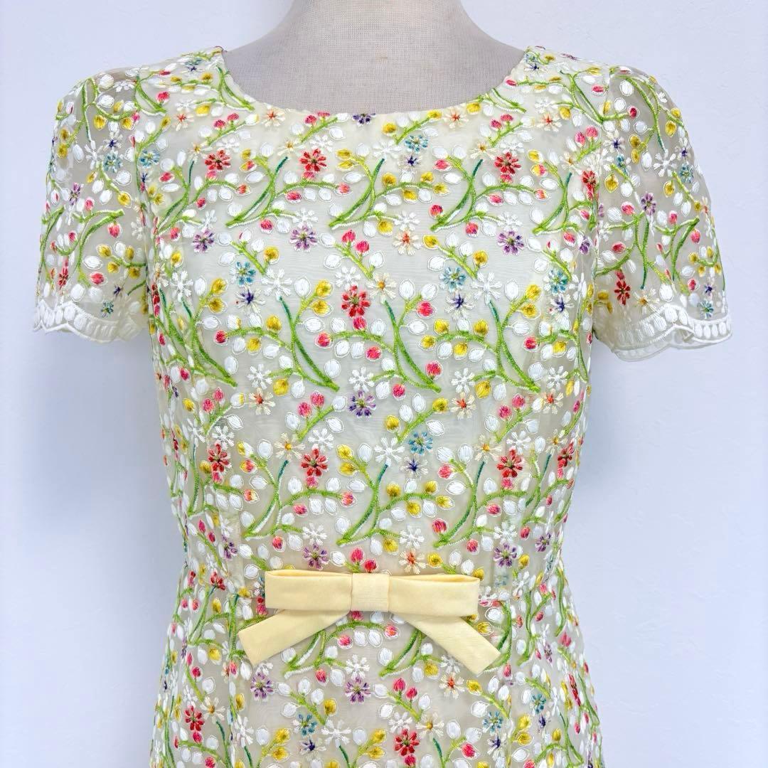 るーす【美品】エムズグレイシー 花柄 ワンピース 刺繍 レース ウエスト